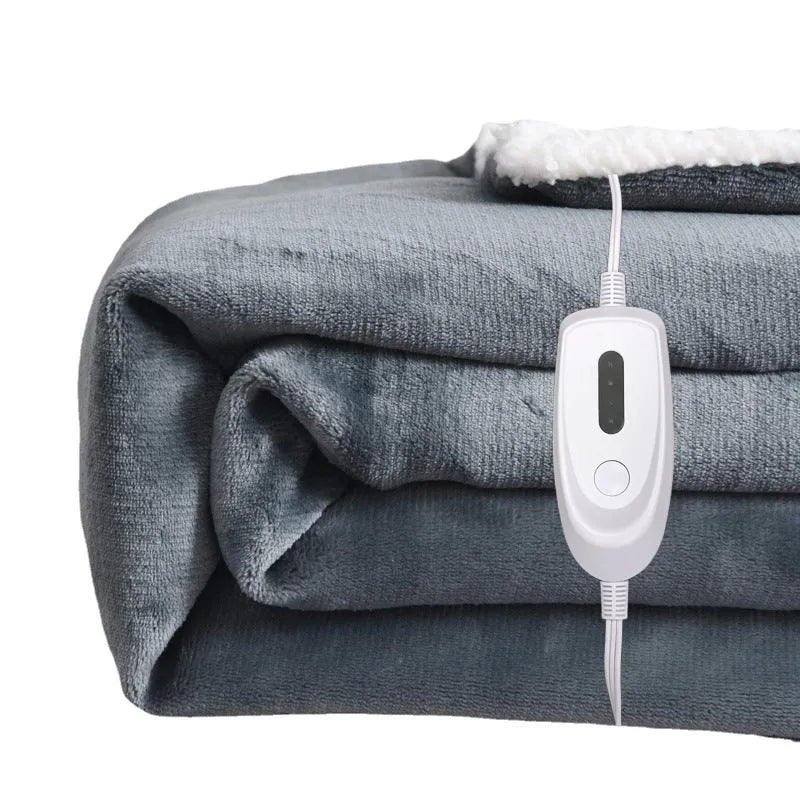 USB electric heating blanket with timing control in grey and brown colour options