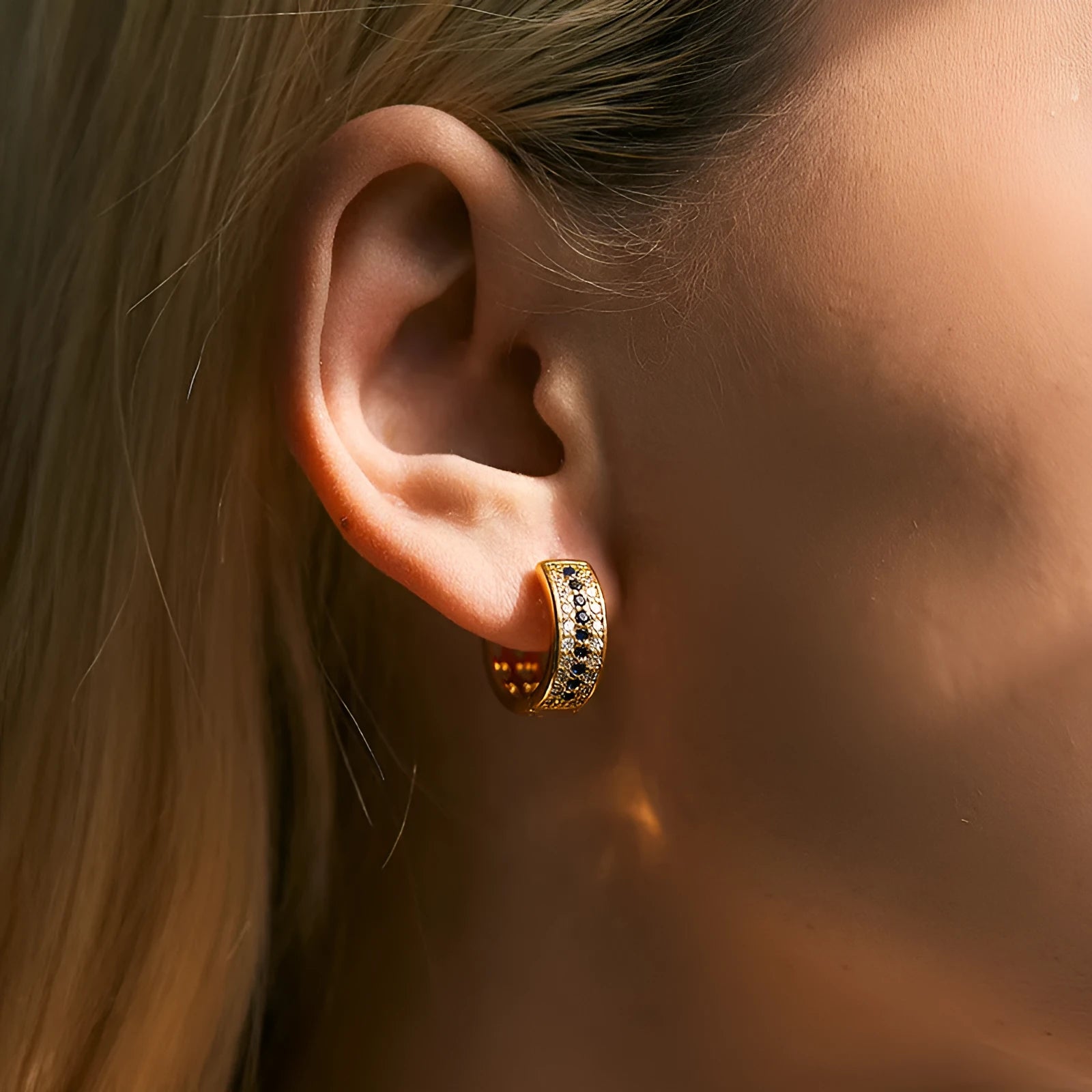 Round geometric copper earrings with electroplated 18K gold finish, KE1268 colour, for women