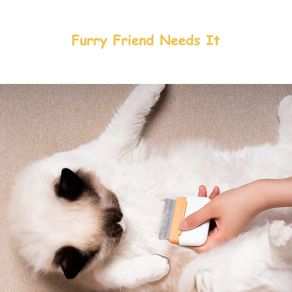 Blue double-sided pet grooming comb for removing loose and tangled hair from cats and dogs