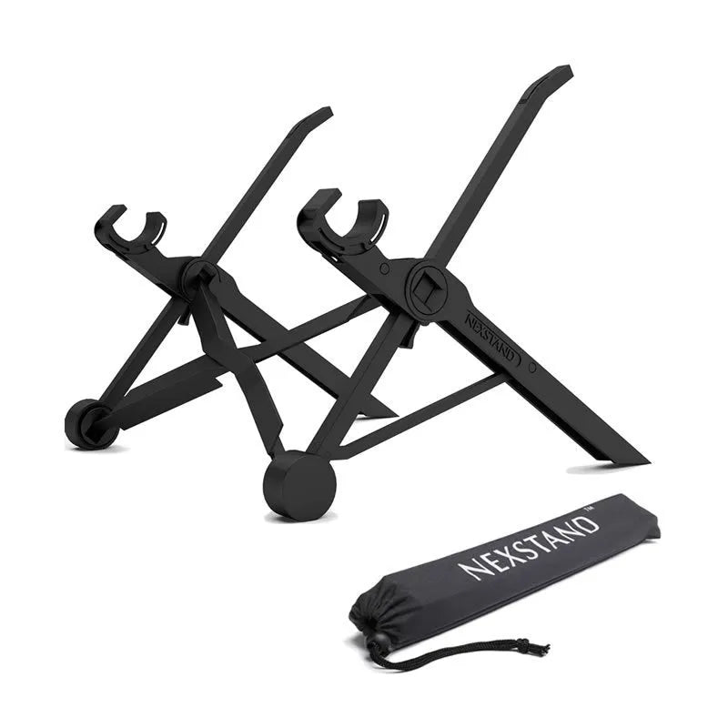 Portable folding computer bracket with adjustable height in sagacious black colour
