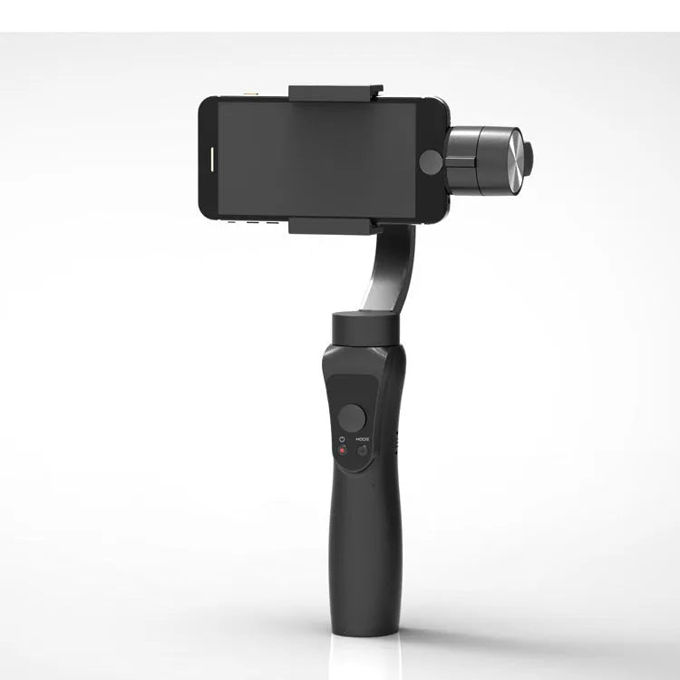 Black 3-axis handheld gimbal for smartphones under 6.5 inches, plastic construction