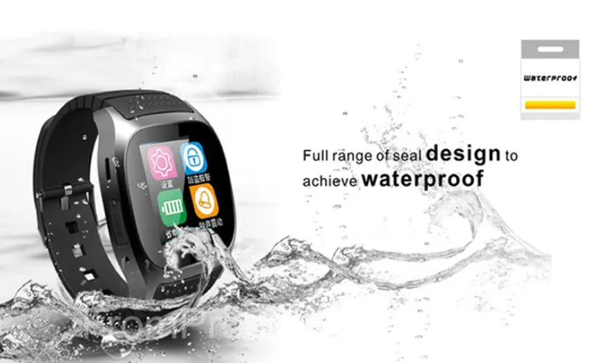 Bluetooth sports watch in black showing sleep monitoring and call functions