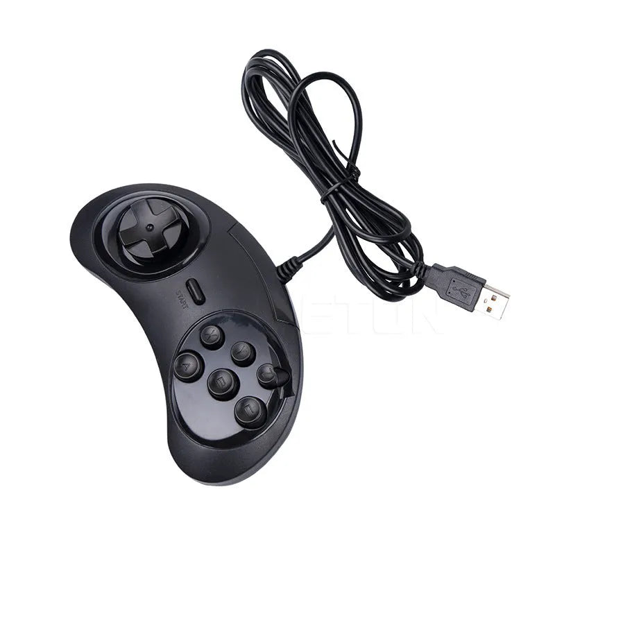Black Sega USB PC game controller with 1.8 metre cable showing 15.5cm length