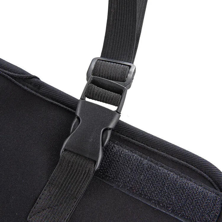 Pet leg rehabilitation foot support in black SBR material with adjustable wrap design