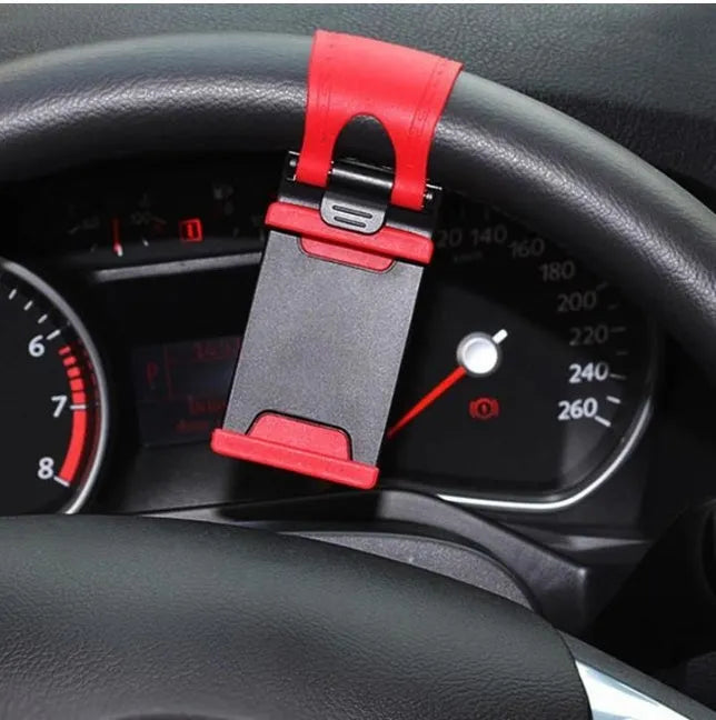 Black steering wheel phone holder clip mount for car navigation
