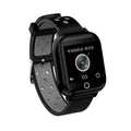 Black smart watch with integrated Bluetooth earphones showing heart rate display on 1.4-inch screen