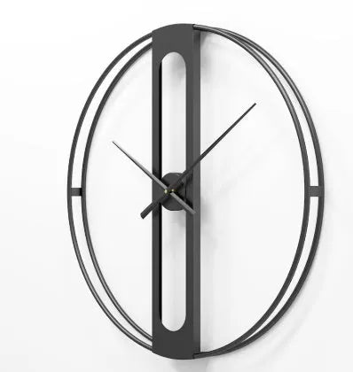 Round metal wall clock measuring 50cm in diameter available in black or gold colour
