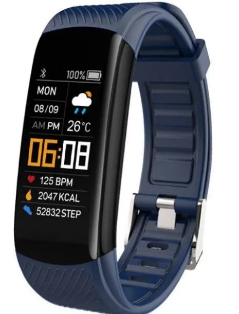 C5S model smart pedometer bracelet fitness tracker with touchscreen in various colours.