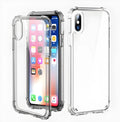 Transparent TPU back cover case for iPhone, showing clear design on a phone.