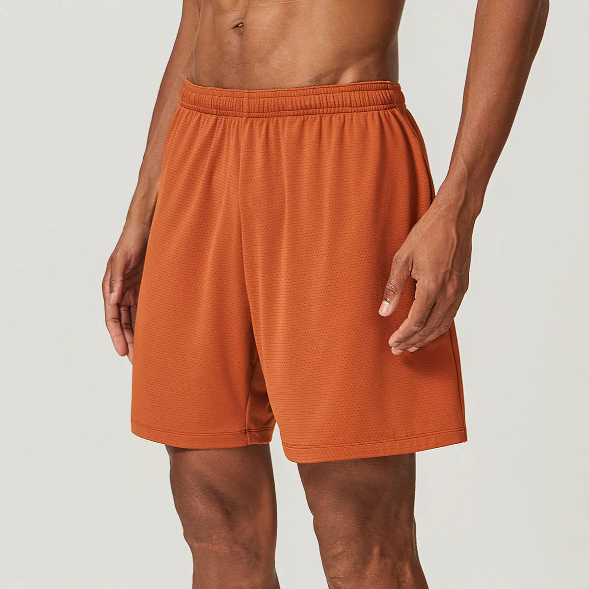 Men's double-layer quick-dry running shorts in various colours with mid-waist design