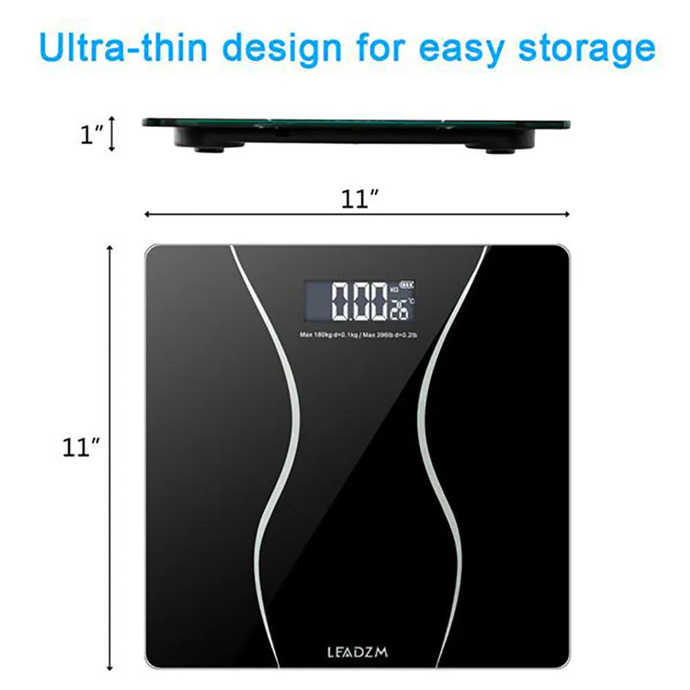 Black digital electronic body weight scale with 180kg capacity for home use