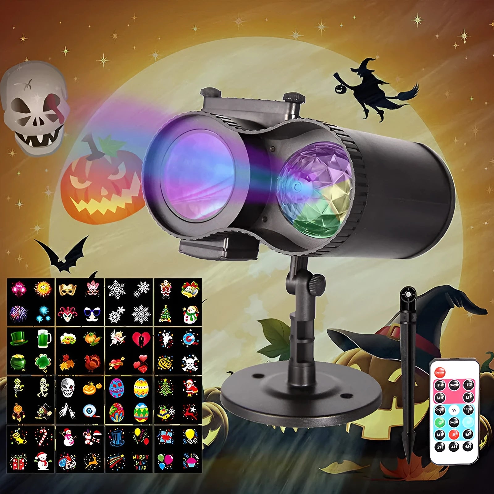 Outdoor waterproof double tube LED animated watermark light with IP65 rating, showing garden party decoration with moving water patterns