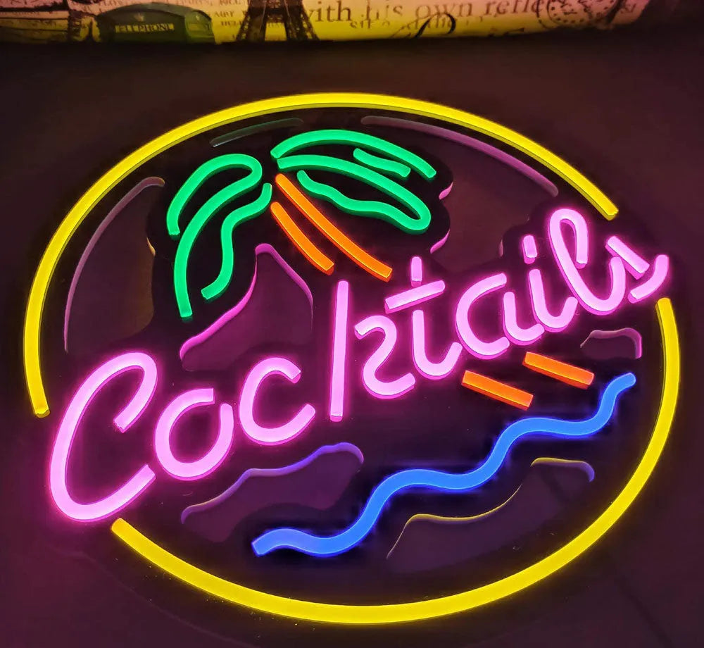 LED coffee neon billboard advertising light with PVC shell and bright mixed colours.