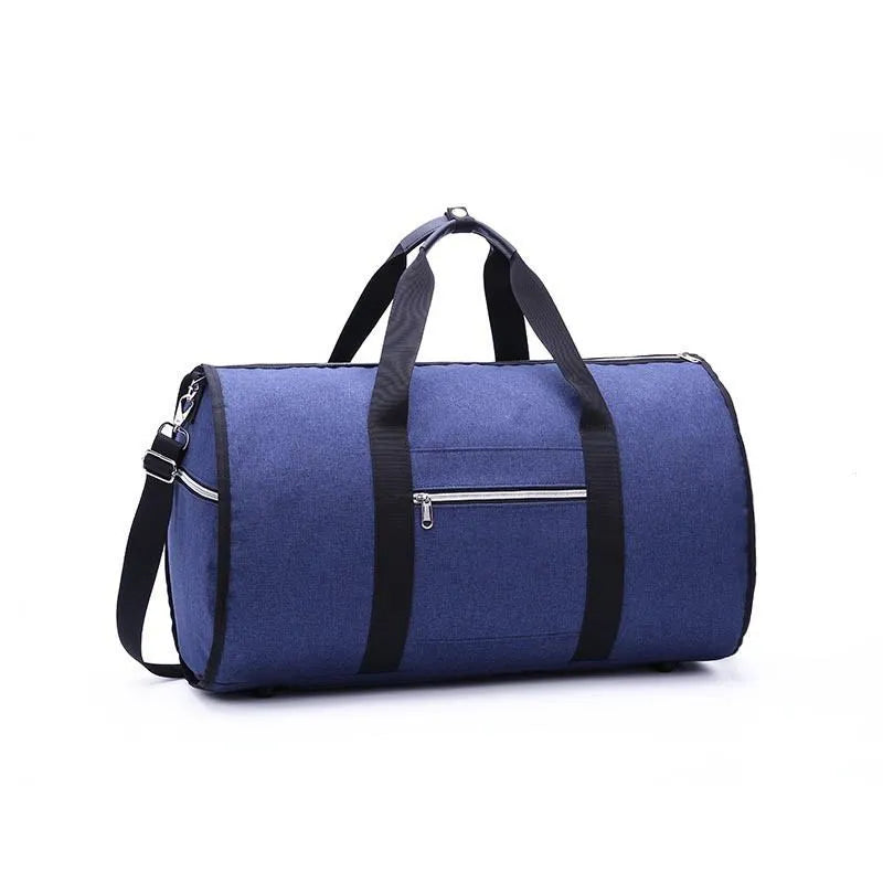 Cylinder-shaped travel bag in Oxford cloth with zipper opening and internal pocket