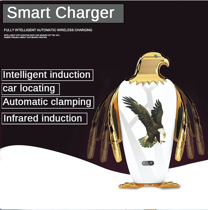 Eagle style wireless charging car phone holder with suction cup mount in four colour options.