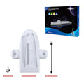 PS5 Slim charging base with cooler pad fan, RGB lighting, fixed charging belt, and USB port