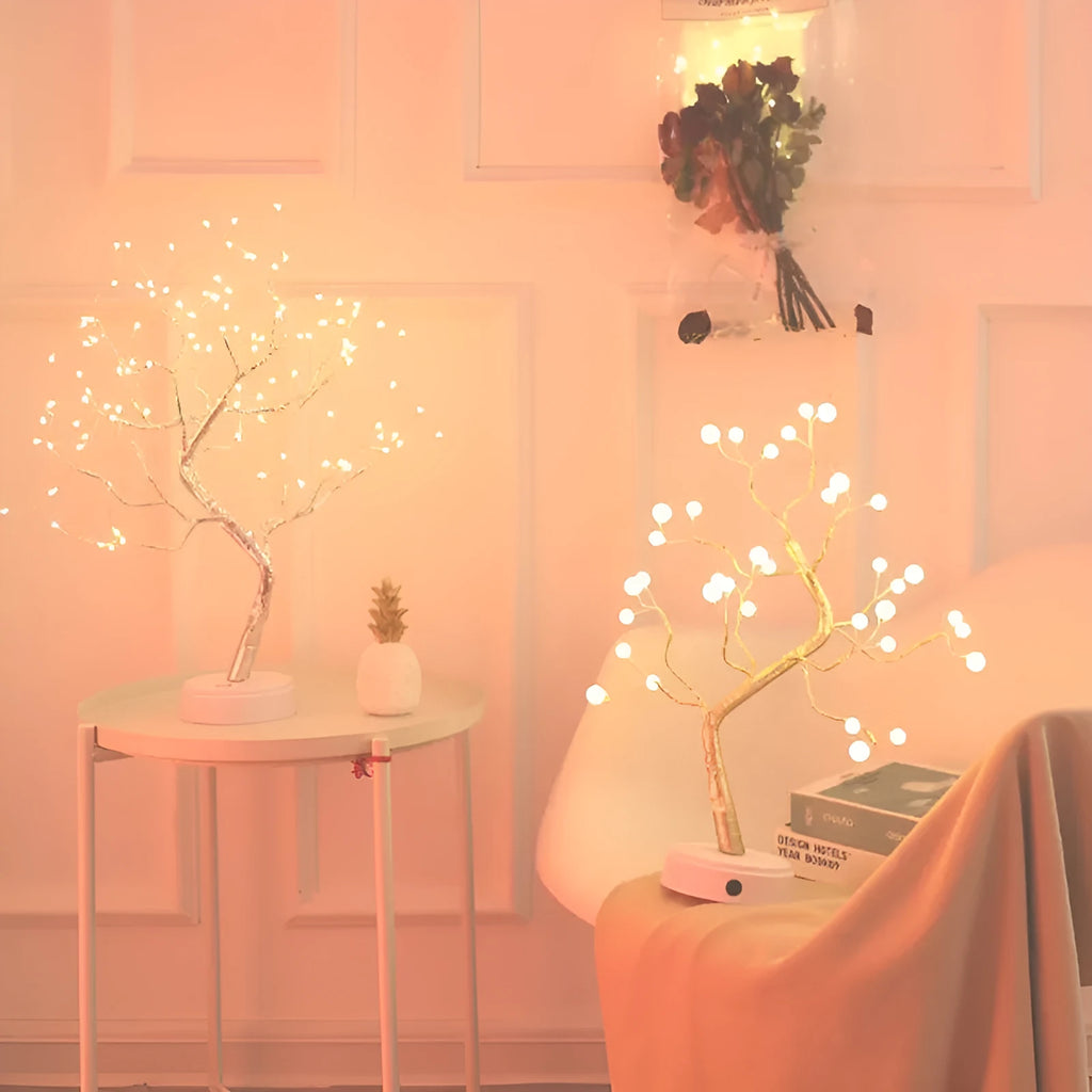 LED Christmas tree night light with touch switch, 50-60cm tall, plastic and copper wire construction, 108 firefly LEDs