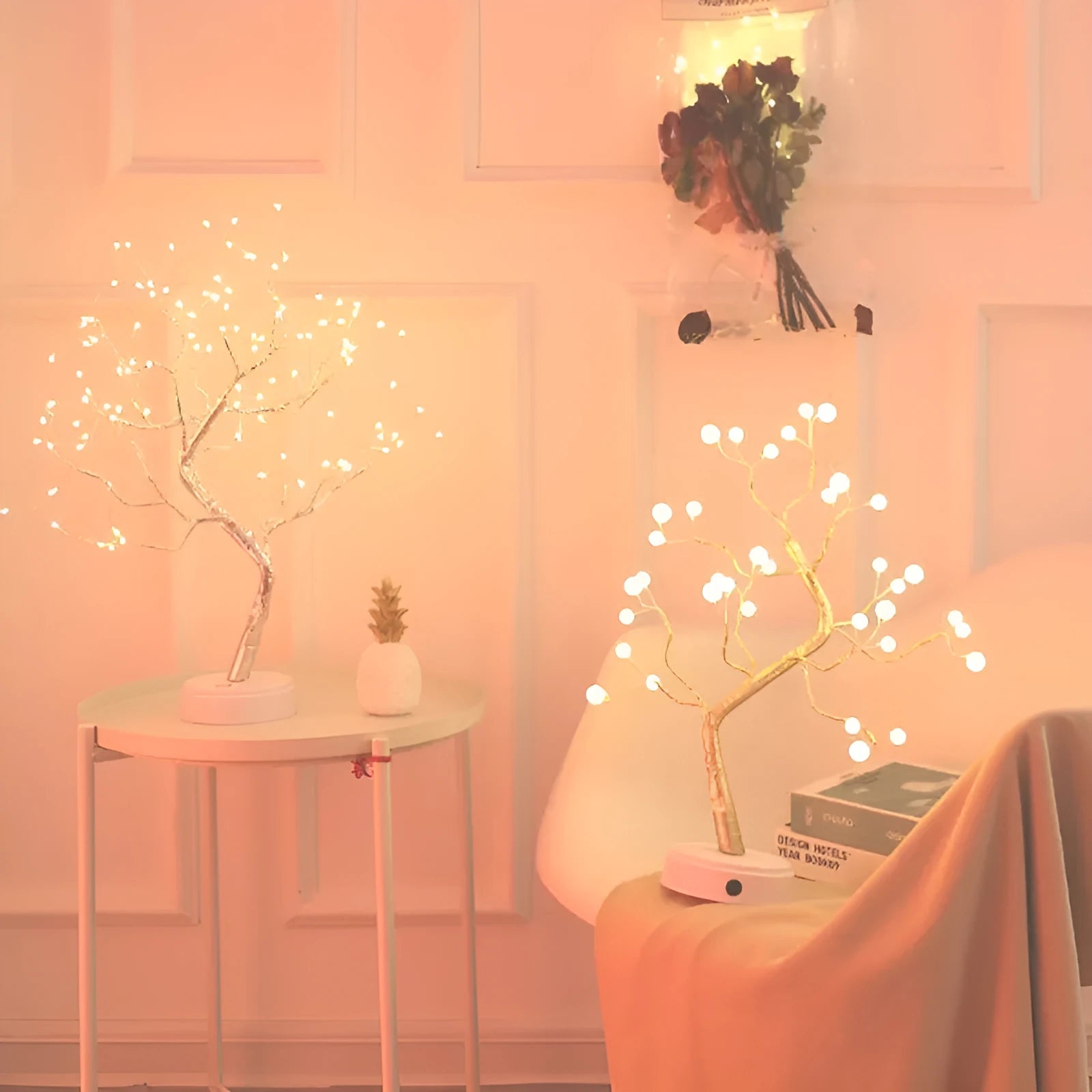 LED Christmas tree night light with touch switch, 50-60cm tall, plastic and copper wire construction, 108 firefly LEDs