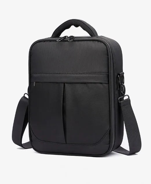 Black Oxford fabric men's messenger shoulder bag showing front view with dimensions 24cm wide by 31cm high.