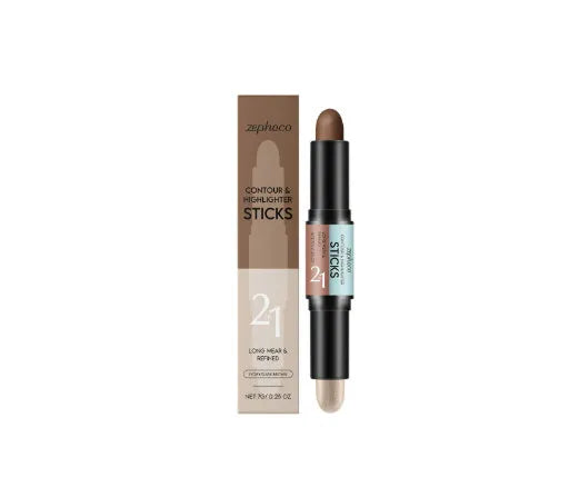 2-in-1 outline highlighter highlighter repair pen in compact packaging with 7g net content, packing size 2.2 x 11 cm, in ivory white dark brown