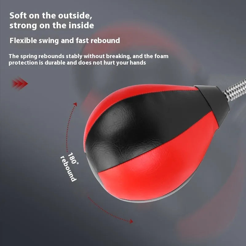 Red and black PU boxing training ball with double suction cup mounting system for home training
