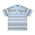 Men's blue printed short sleeve shirt with loose leisure fit