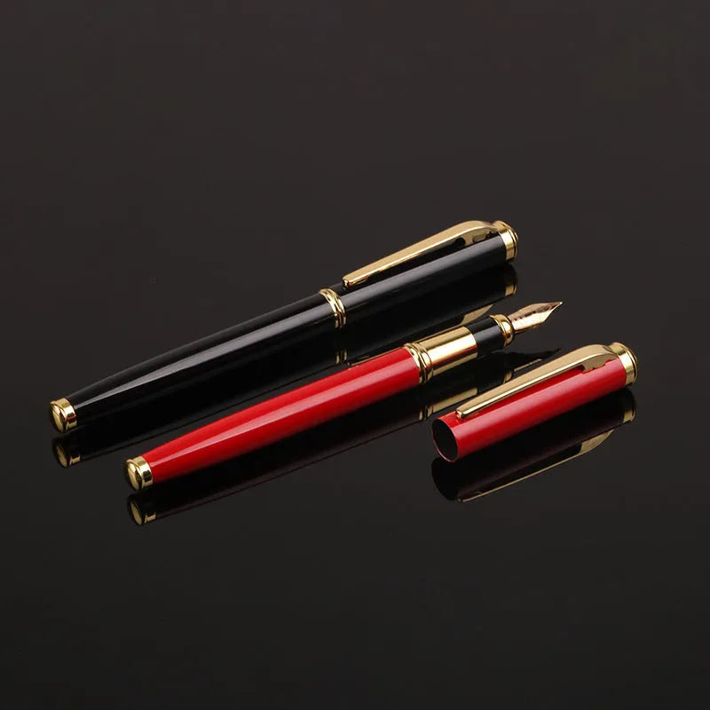 Black and red metal fountain pen with 0.5mm iridium nib for business writing and gift giving
