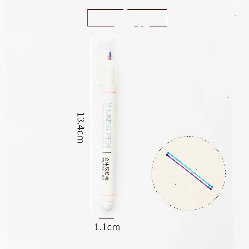Double colour highlighter pen with 0.5mm tip and 13.4cm plastic body for students