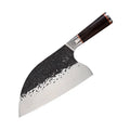 5CR15MOV silver vanadium steel kitchen knife with ebony wood handle, designed for cutting meat and bones