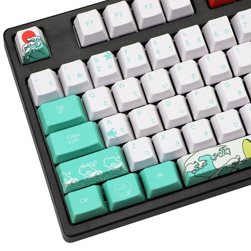 Coral Sea five-sided sublimation PBT keycap set with 110 keys and OEM height for mechanical keyboards