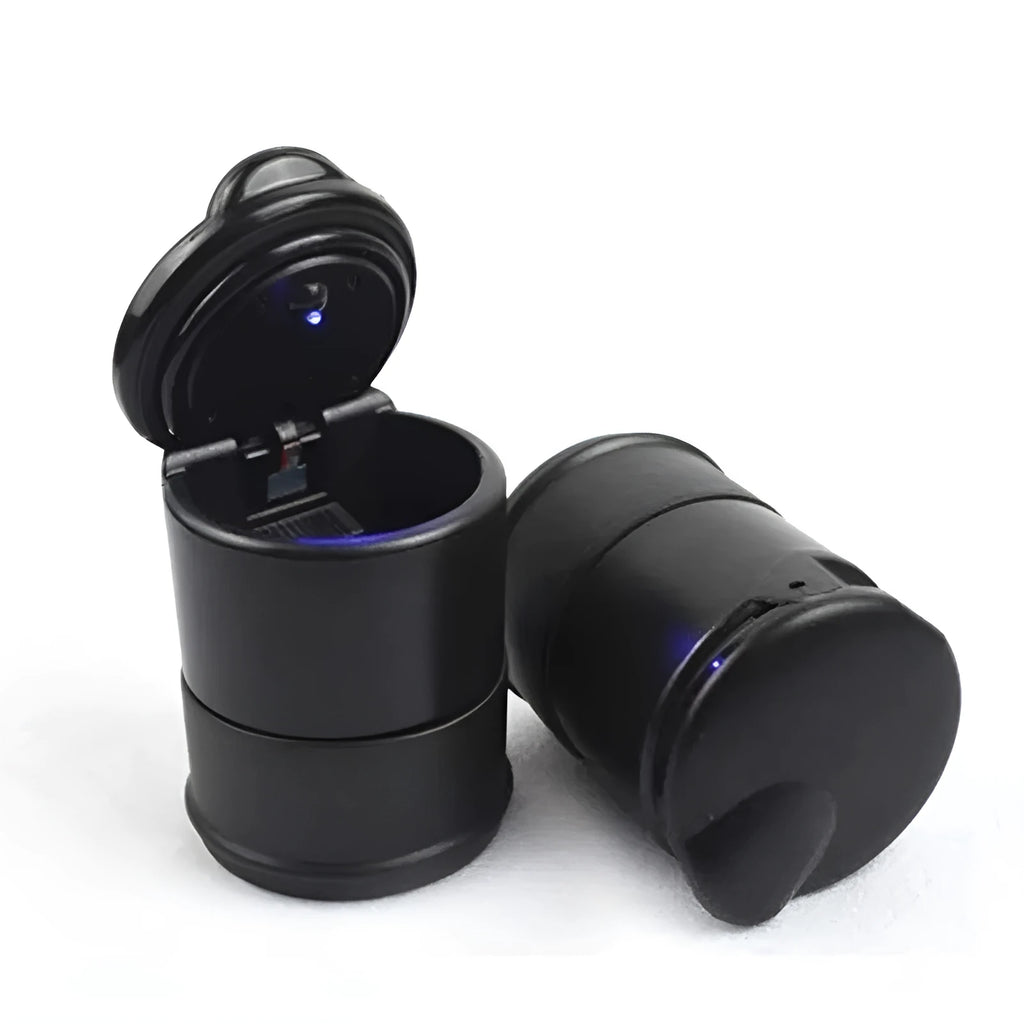 Creative LED portable car ashtray with light, made from flame-retardant ABS, for dual use in car and home