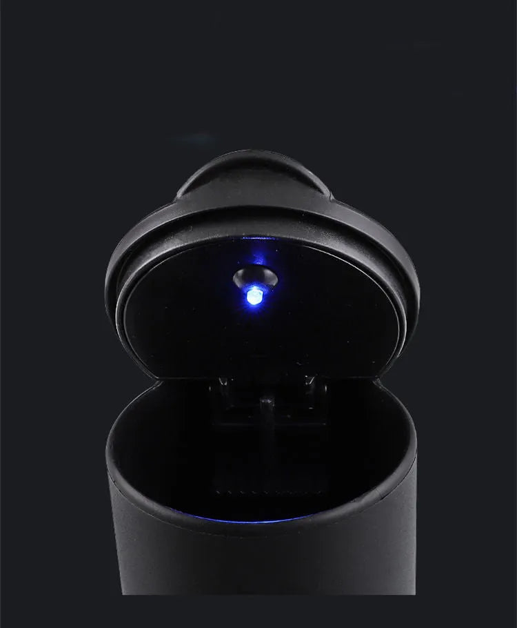 Creative LED portable car ashtray with light, made from flame-retardant ABS, for dual use in car and home