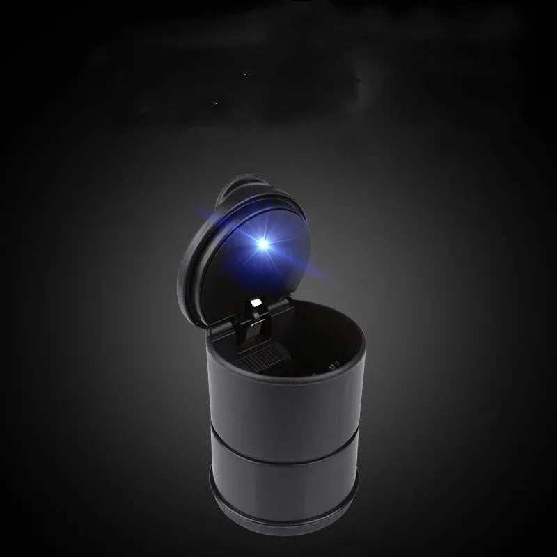 Creative LED portable car ashtray with light, made from flame-retardant ABS, for dual use in car and home