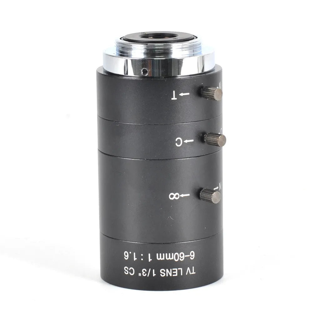Black manual aperture 6-60mm CS mount camera lens for 1/3 inch format imaging systems