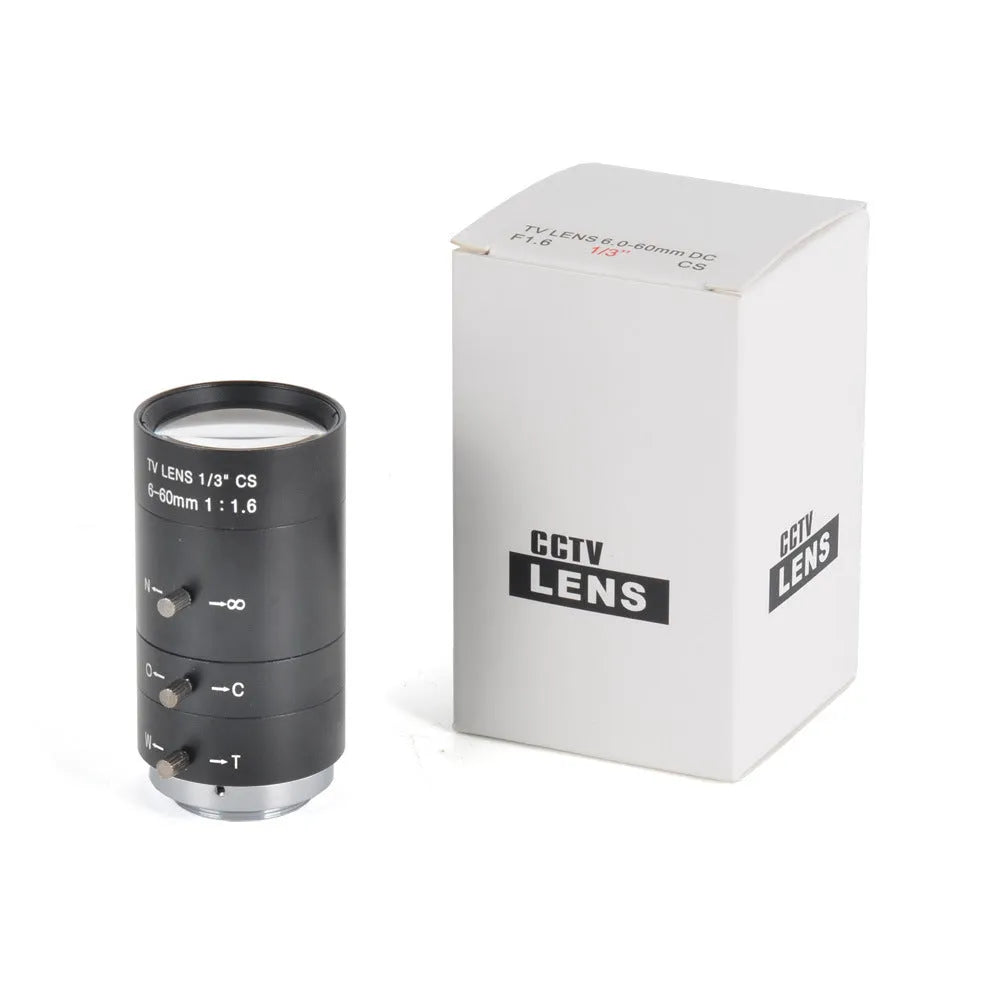 Black manual aperture 6-60mm CS mount camera lens for 1/3 inch format imaging systems