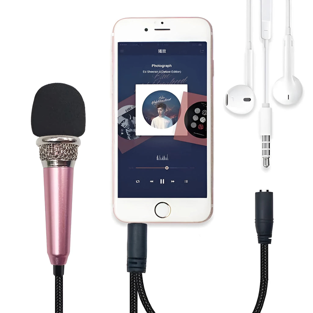 T3 mini karaoke condenser wired microphone for Android phones in blue, gold, red, and silver colours