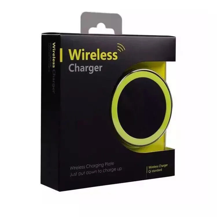 Square Qi wireless charger base in multiple colours showing 69mm dimensions