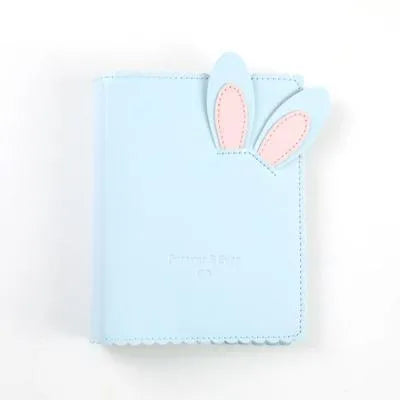 Rabbit style mini photo album with PU cover in pink, blue or white measuring 11.5 x 15.5 cm