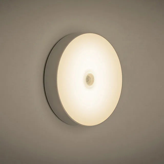 USB rechargeable body induction LED night light with motion sensor in beige or white colour
