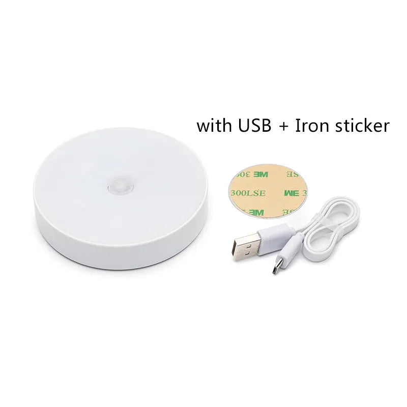 USB rechargeable body induction LED night light with motion sensor in beige or white colour