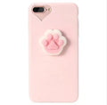 Soft silicone TPU phone case with a cute 3D cartoon cat design for iPhone, shown in pink.