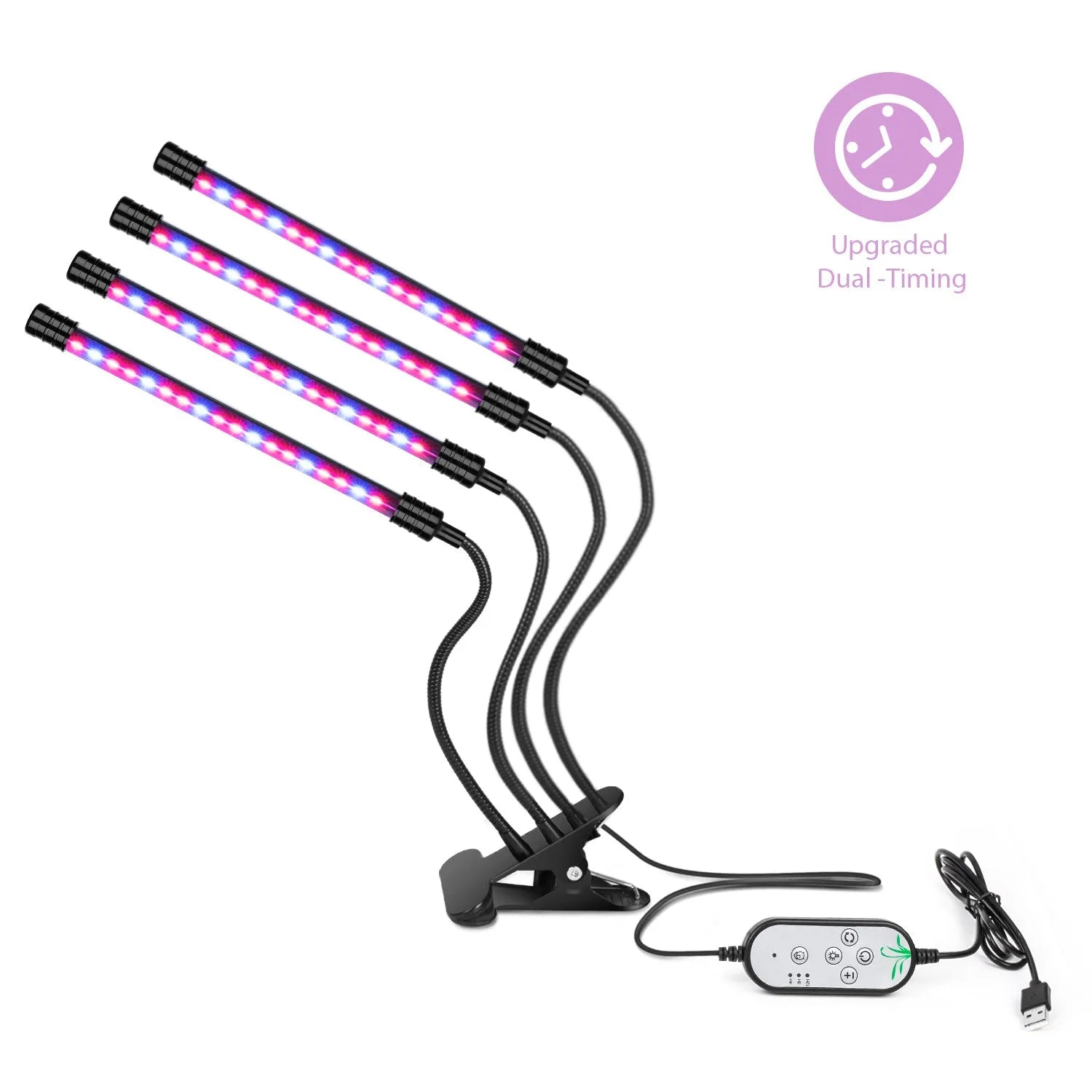 Goodland LED Grow Light USB Phyto Lamp with 360° flexible goosenecks and adjustable clip, IP66 waterproof, 18 LEDs