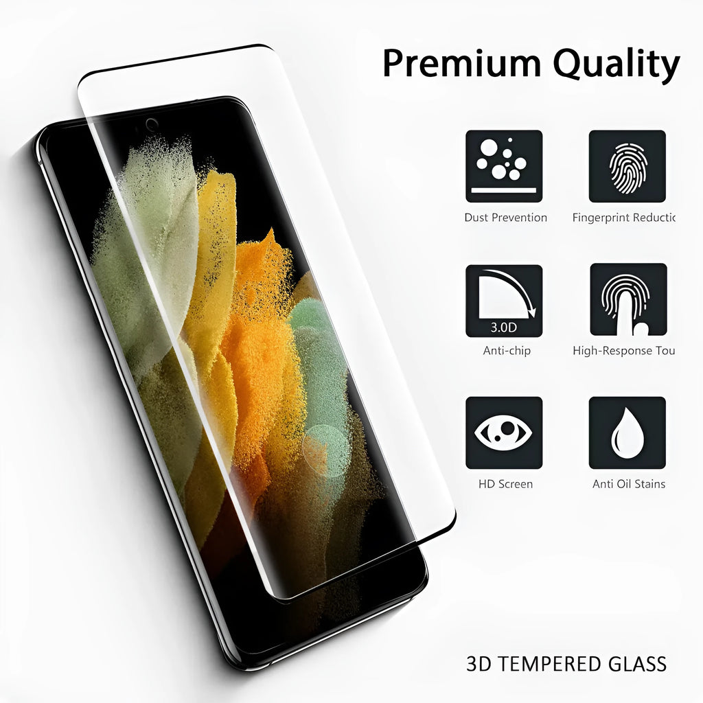 Samsung Galaxy S21 Ultra 5G tempered glass screen protector with HD 3D curved edge