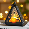 Halloween pumpkin lamp decoration in castle theme measuring 8.9cm tall