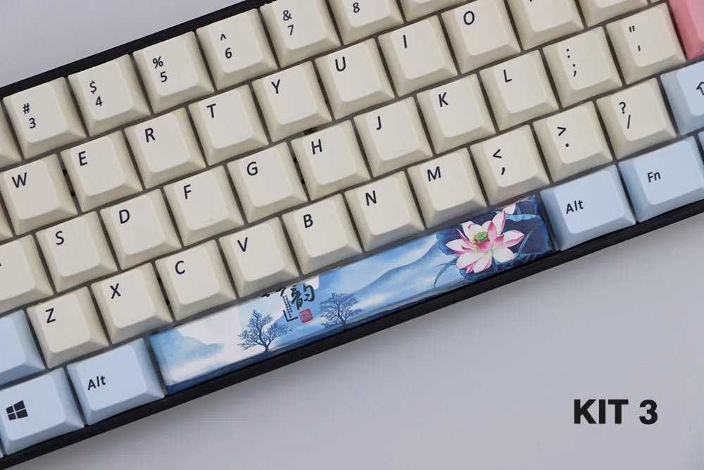 6.25U Cherry profile PBT space bar keycap in black with five-sided dye sublimation colour finish