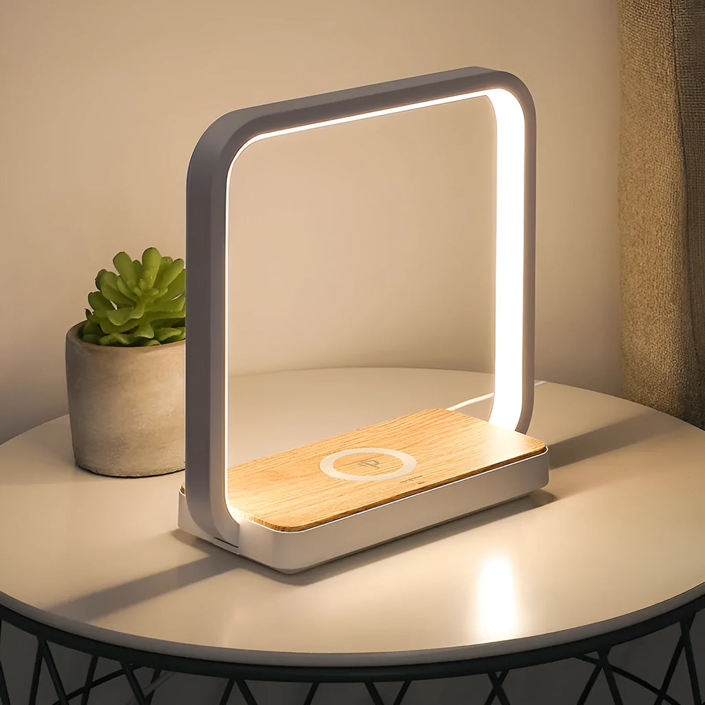 Modern aluminium smart bedside lamp with touch sensor and voice control in white or gold colour