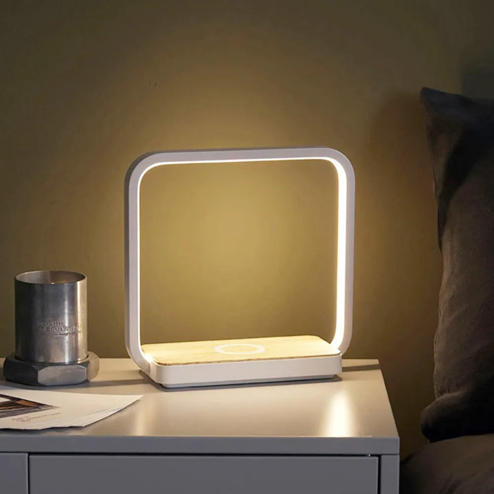 Modern aluminium smart bedside lamp with touch sensor and voice control in white or gold colour