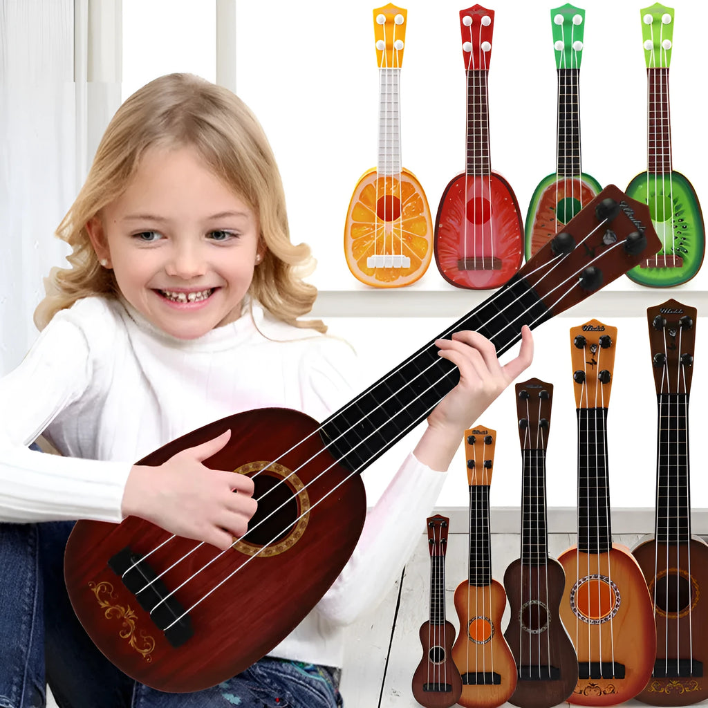 38cm long plastic simulation ukulele toy for children's musical training in retro guitar style