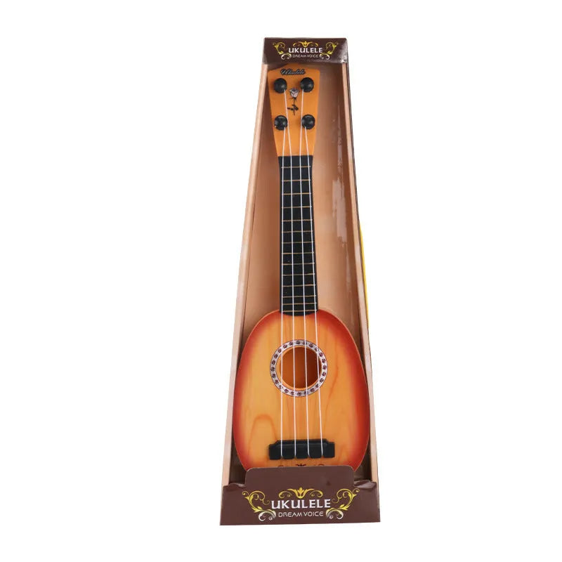 38cm long plastic simulation ukulele toy for children's musical training in retro guitar style