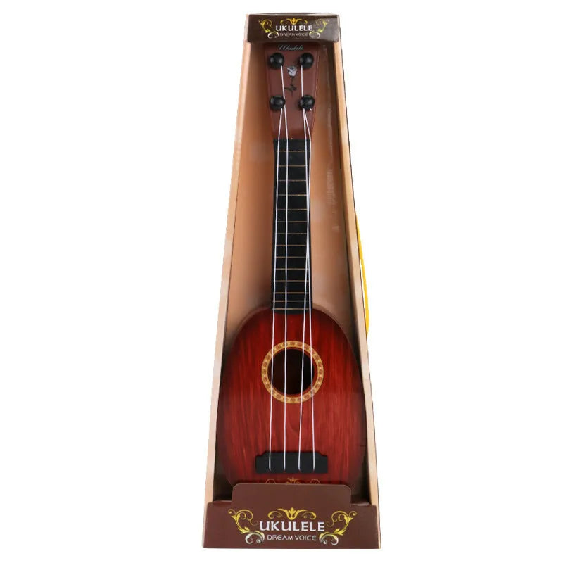38cm long plastic simulation ukulele toy for children's musical training in retro guitar style